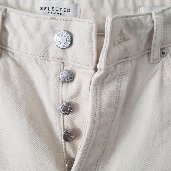 Selected Femme High Waist Slim Tapered Fit Organic Cotton Jean Cream Sz 28 X 32 - Picture 5 of 15